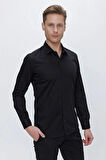 GK 669 Slim Fit Siyah Klasik Gömlek