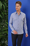 GK 679 Slim Fit Koyu Mavi Klasik Gömlek