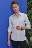 G 1532 Slim Fit Mavi Klasik Gömlek