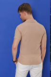 G 1536 Slim Fit Bej Klasik Gömlek