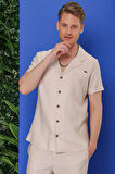 G 1549 Slim Fit Bej Klasik Gömlek