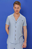 G 1549 Slim Fit Mavi Klasik Gömlek