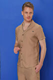 G 1549 Slim Fit Camel Klasik Gömlek