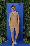 G 1549 Slim Fit Camel Klasik Gömlek