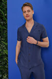G 1549 Slim Fit İndigo Klasik Gömlek