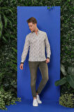 G 1542 Slim Fit Haki Klasik Gömlek