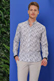 G 1542 Slim Fit Gri Klasik Gömlek