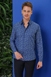 G 1540 Slim Fit Lacivert Klasik Gömlek