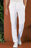 P 1116 Slim Fit Beyaz Spor Pantolon