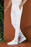 P 1116 Slim Fit Beyaz Spor Pantolon
