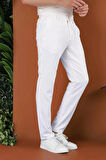 P 1116 Slim Fit Beyaz Spor Pantolon