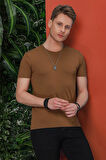 Ts 823 Slim Fit Bisiklet Yaka Düz Pamuklu Tarçın Tişört