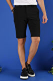 032 Slim Fit Siyah Bermuda