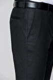 P 1091 Slim Fit Pilesiz Yan Cepli Esnek Yün Siyah Kumaş Pantolon