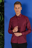 GK 685 Slim Fit Bordo Klasik Gömlek