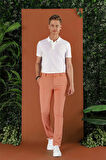 Slim Fit Beli Lastikli Gofre Kumaş Mercan Spor Pantolon P 1126