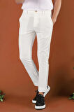 Slim Fit Beli Lastikli Gofre Kumaş Ekru Spor Pantolon P 1126