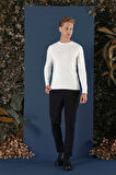 TR 858 Slim Fit Ekru Klasik Triko