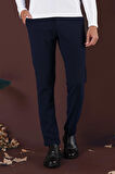 Slim Fit Yan Cepli Dokulu Esnek Casual Lacivert Pantolon P 1139