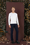Slim Fit Yan Cepli Dokulu Esnek Casual Lacivert Pantolon P 1139