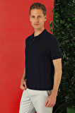 Tr 865 Slim Fit Fermuarlı Polo Yaka Kısa Kol Lacivert Triko