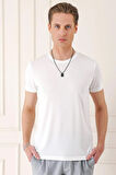 Ts 878 Slim Fit Bisiklet Yaka %100 Pamuk Ekru Tişört