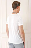 Ts 878 Slim Fit Bisiklet Yaka %100 Pamuk Ekru Tişört