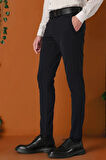 Slim Fit Yan Cepli Düz Esnek Casual Siyah Pantolon P 1144