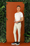 Slim Fit Yan Cepli Düz Esnek Casual Taş Pantolon P 1144