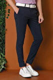 Slim Fit Yan Cepli Düz Esnek Casual Lacivert Pantolon P 1144
