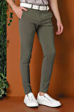 Slim Fit Yan Cepli Düz Esnek Casual Nefti Pantolon P 1144
