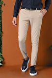 P 1147 Slim Fit Yan Cep Esnek Pamuk Casuel Bej Pantolon