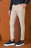P 1147 Slim Fit Yan Cep Esnek Pamuk Casuel Bej Pantolon
