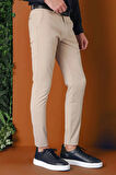 P 1147 Slim Fit Yan Cep Esnek Pamuk Casuel Bej Pantolon