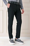 Comfort Fit Yan Cep Pamuk Gabardin Casual Siyah Pantolon P 1146