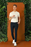 P 1148 Comfort Fit Gofre Kumaş Pileli Pamuk Casuel Lacivert Pantolon
