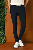 P 1148 Comfort Fit Gofre Kumaş Pileli Pamuk Casuel Lacivert Pantolon