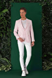 C 668 Comfort Fit Çift Yırtmaç %100 Keten Casuel Pembe Ceket