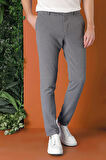 P 1149 Comfort Fit Beli Lastikli Pötikareli Casuel Füme Pantolon