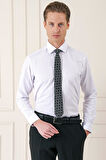 Gk 718 Slim Fit Dokulu Pamuklu Klasik Beyaz Gömlek