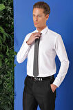 Gk 719 Slim Fit Dokulu Pamuklu Klasik Beyaz Gömlek