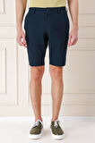 Bermuda 034 Slim Fit Beli Lastikli Gofre Pamuklu Casuel Lacivert Şort