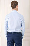Gk 720 Slim Fit Dokulu Pamuklu Klasik Mavi Gömlek