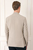 C 670 Comfort Fit Torba Cep Şeritli Dokuma Pamuk Casuel Taş Ceket
