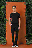 Comfort Fit Yandan Tokalı Düz Esnek Pamuk Casual Siyah Pantolon P 1152