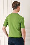 Tr 869 Slim Fit Bisiklet Yaka Kısa Kol Yeşil Triko