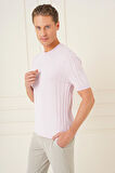Tr 869 Slim Fit Bisiklet Yaka Kısa Kol Pembe Triko