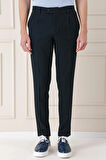 Comfort Fit Pileli İtalyan Çizgili Esnek Pamuk Casual Siyah Pantolon  P 1156