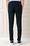 Comfort Fit Pileli İtalyan Çizgili Esnek Pamuk Casual Siyah Pantolon  P 1156