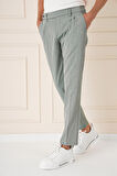 P 1158 Comfort Fit Çift Pileli Dokulu Esnek Pamuk Yeşil Pantolon